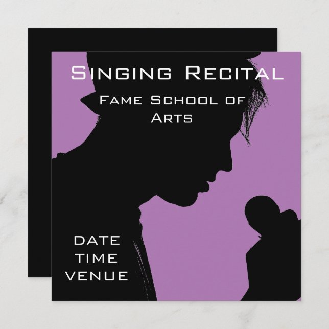 Singing recital retro vocal performance invitation (Front/Back)