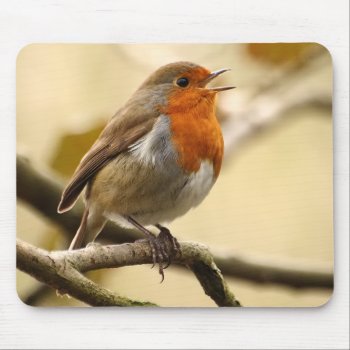 Singing Robin Mouse Pad by Welshpixels at Zazzle