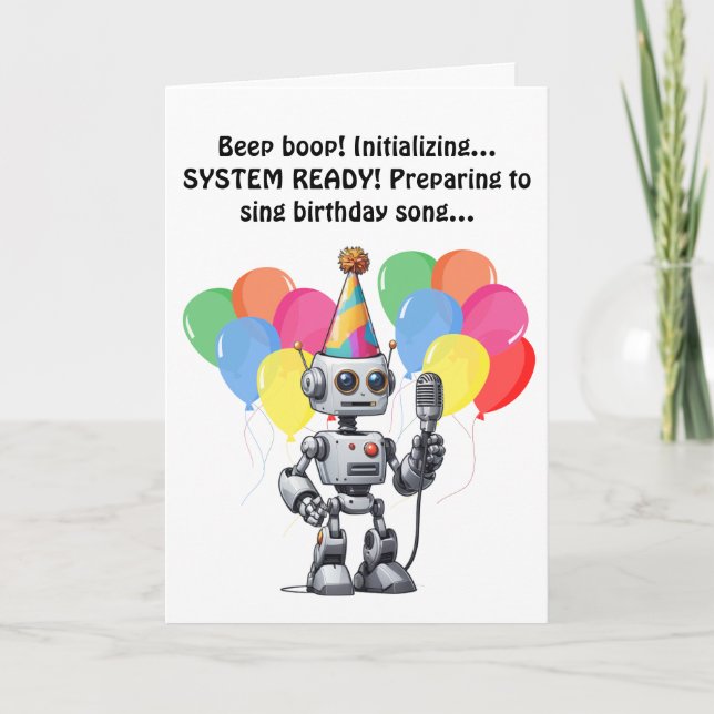 Singing Robot Birthday Malfunction! Invitation (Front)