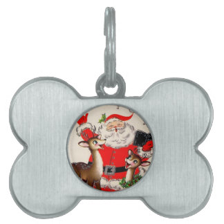 Singing Santa and Reindeer Pet Tag