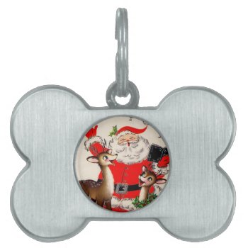 Singing Santa And Reindeer Pet Tag by DoggieAvenue at Zazzle