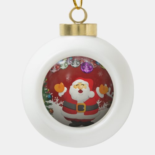 Singing Santa Claus Ceramic Ball Christmas Ornament