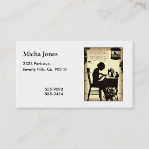 Singing Sewing Lady Vintage Fairy Poem Business Card