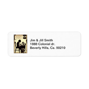 Singing Sewing Lady Vintage Fairy Poem Label