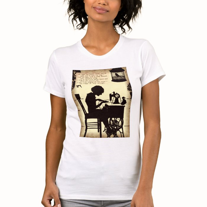 Singing Sewing Lady Vintage Fairy Poem Tshirts