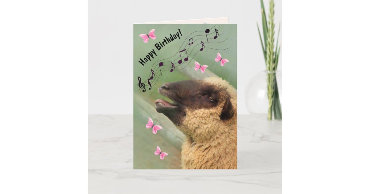 Singing Sheep Happy Birthday Card | Zazzle