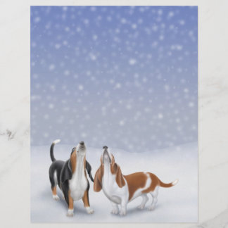 Singing Snow Bassets Letterhead Stationery