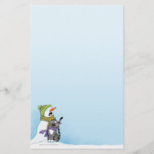 Singing Snowman and Cat Christmas Stationery