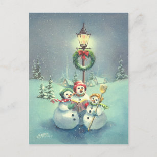 CHRISTMAS CARD TO A SPECIAL SON & PARTNER CAROL SINGING SNOWMEN 