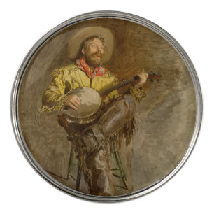 Singing Spanish Cowboy w Banjo Playing Trail Song Golf Ball Marker