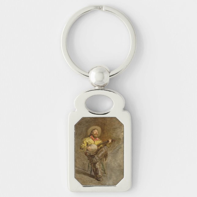 Singing Spanish Cowboy w Banjo Playing Trail Song Keychain (Front)