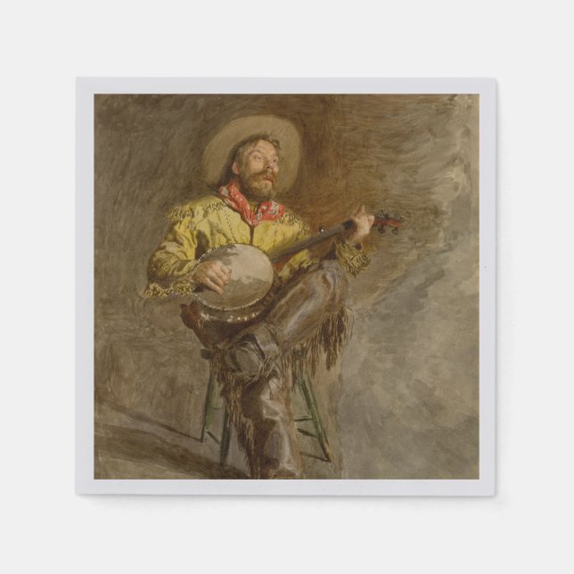 Singing Spanish Cowboy w Banjo Playing Trail Song Napkins (Front)