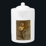 Singing Spanish Cowboy w Banjo Playing Trail Song Teapot<br><div class="desc">The campfire crackled, casting dancing shadows across the faces of the weary travelers. As the sun dipped below the horizon, painting the sky in hues of orange and purple, a lone figure emerged from the twilight. A Spanish cowboy, his face weathered by years of sun and wind, sat upon a...</div>