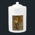 Singing Spanish Cowboy w Banjo Playing Trail Song Teapot<br><div class="desc">The campfire crackled, casting dancing shadows across the faces of the weary travelers. As the sun dipped below the horizon, painting the sky in hues of orange and purple, a lone figure emerged from the twilight. A Spanish cowboy, his face weathered by years of sun and wind, sat upon a...</div>