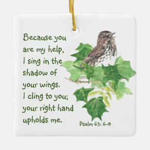 Singing Sparrow Bird Bible Scripture Ceramic Ornament