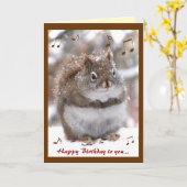 Singing Squirrel Birthday Card (Yellow Flower)