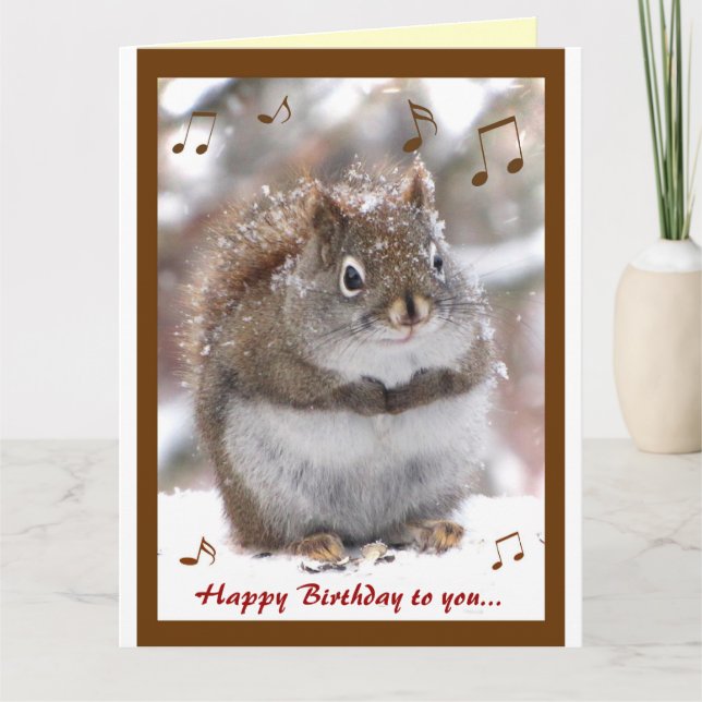 Singing Squirrel Birthday Card (Front)