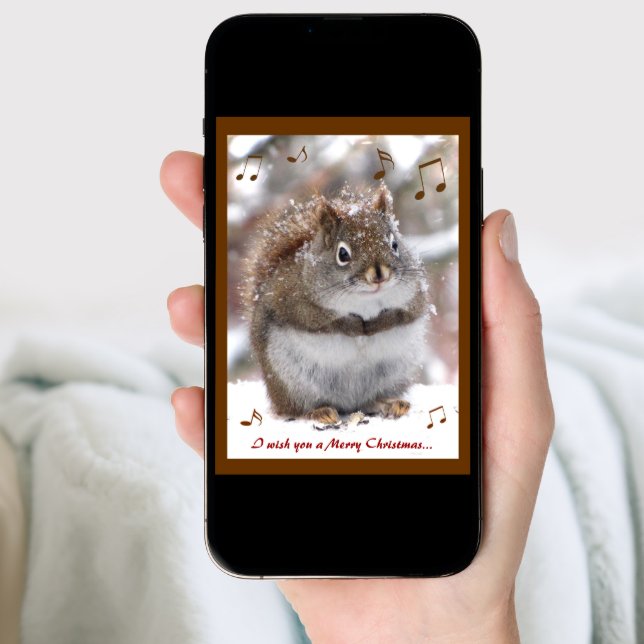 Singing Squirrel Christmas Holiday Card (Front Digital)