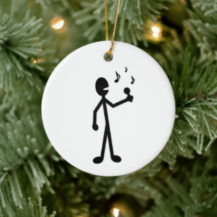 Singing Stick Figure Ceramic Ornament