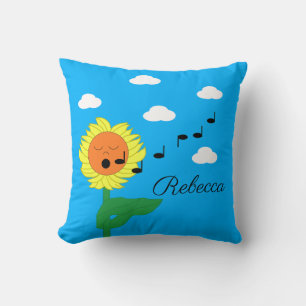 Singing Sunflower Throw Pillow
