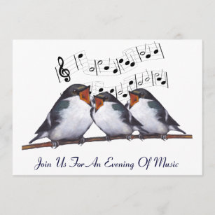 Singing Swallows: Birds: Music Event Invitation