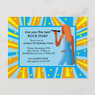 SINGING   TALENT SHOW ROCKER Girl Birthday Invitation
