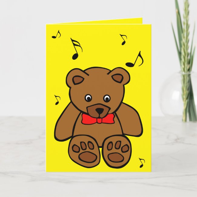 Singing Teddy Bear Blank Card