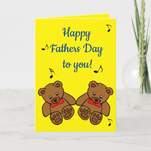 Singing Teddy Bears Fathers Day Card