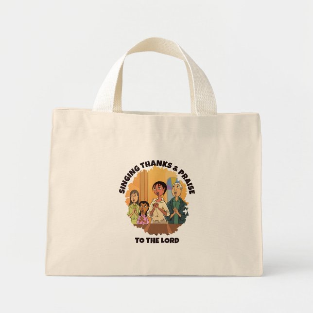 SINGING THANKS AND PRAISE Mom Daughter Kids Mini Tote Bag (Front)