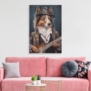 Singing the Blues Shetland Sheepdog Sheltie Canvas Print