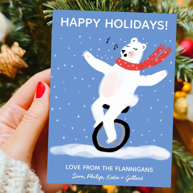 Singing Unicycle Polar Bear Christmas Custom Holiday Card (Singing Unicycle Polar Bear Christmas Custom Holiday Card
)