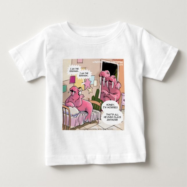 Singing Walrus Worried Parents Funny Baby T-Shirt (Front)