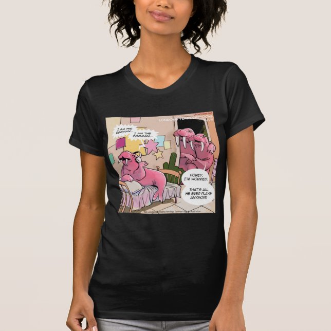 Singing Walrus Worried Parents Funny T-Shirt (Front)