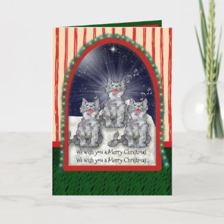 Singing Watercolor Christmas Cats Personalized