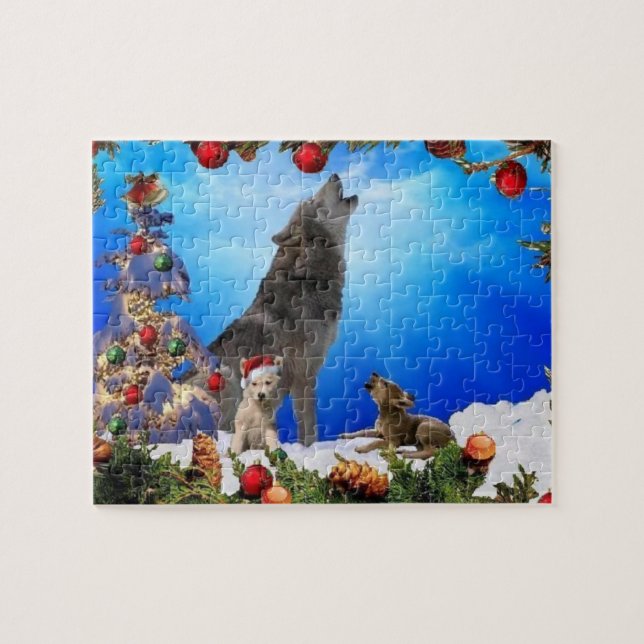 Singing wolf family puzzle (Horizontal)