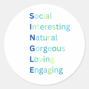 Single acronym classic round sticker