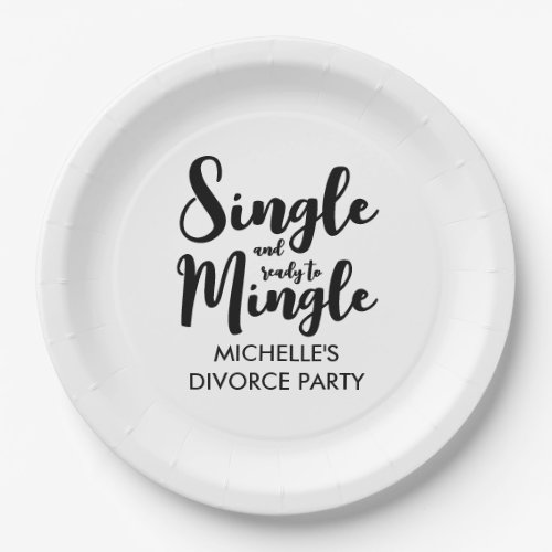 Single and ready to mingle divorce party custom paper plates