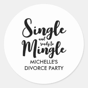 Single and ready to mingle divorce party stickers