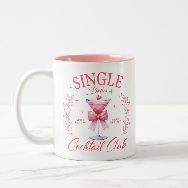 Single Babes Cocktail Club Two-Tone Coffee Mug (Left)