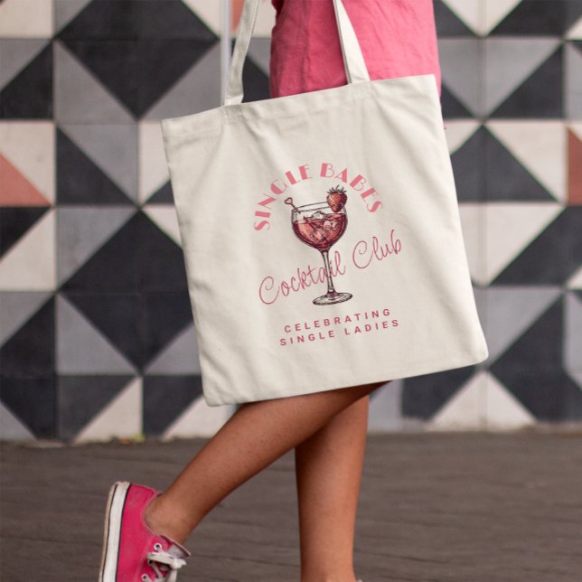 Single Babes Pink Cocktail Girls Night  Tote Bag (Creator Uploaded)