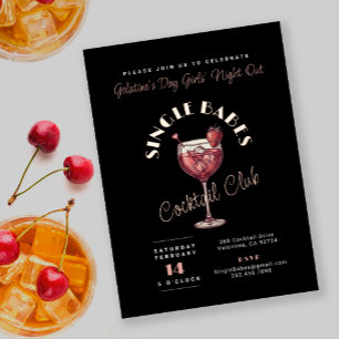 Single Babes Valentine's Day Cocktail Party Foil Invitation
