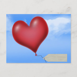 Single Balloon Heart With Message Tag Postcard