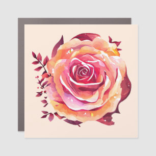 Single Beautiful Large Pink Rose Car Magnet