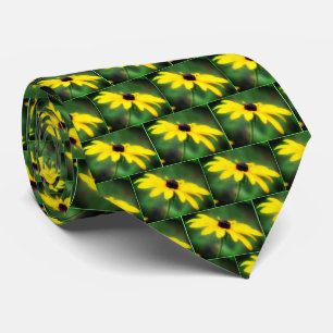 Single Black Eyed Susan Daisy Flower Neck Tie