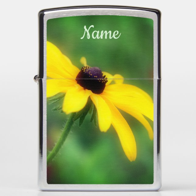 Single Black Eyed Susan Daisy Flower Personalized Zippo Lighter (Front)