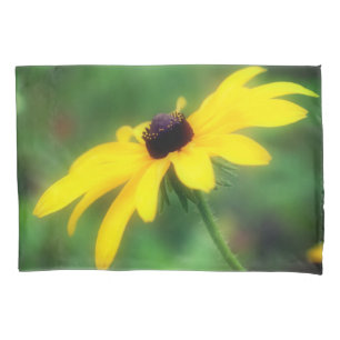 Single Black Eyed Susan Daisy Flower Pillow Case