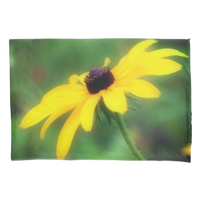 Single Black Eyed Susan Daisy Flower Pillow Case (Front)
