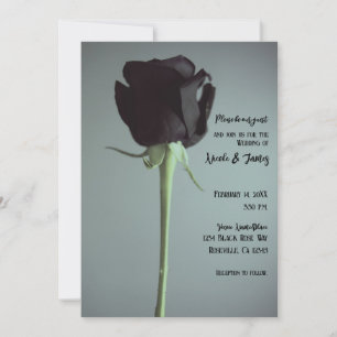 Single Black Moody Grey Romantic Elegant Wedding Invitation