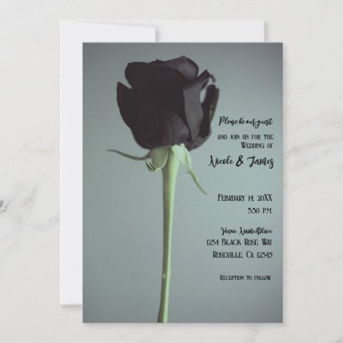 Single Black Moody Grey Romantic Elegant Wedding   Invitation