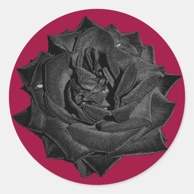 Single Black Rose Classic Round Sticker (Front)